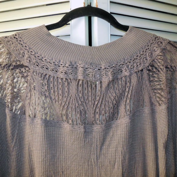 Free People NWT Size L Taupe Thermal with Lace - Picture 3 of 4